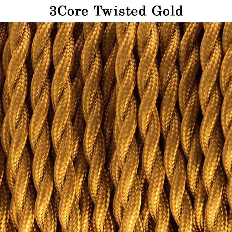 Gold Vintage Fabric 3 Core Twisted Italian Braided Cable