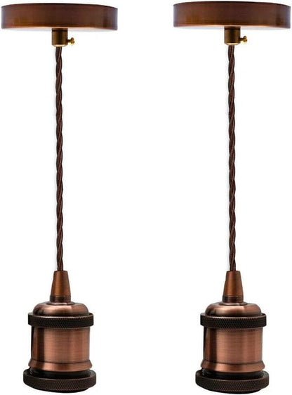 2 Pack E27 Pendant Light 1m Twisted Cable~4139