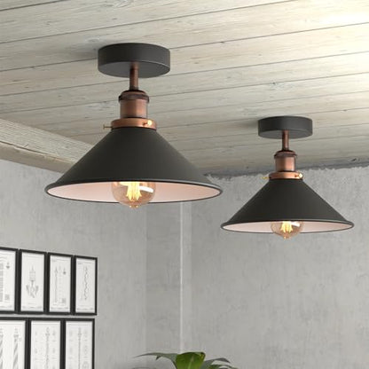 black metal cone ceiling light