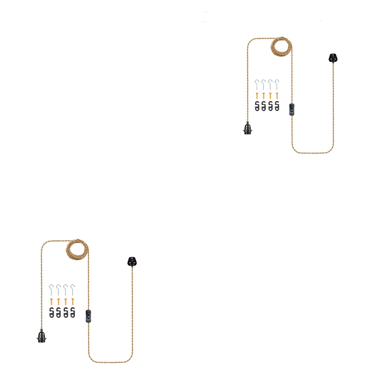 Hemp Rope Light Plug in Pendant Lighting with Bulb~4118