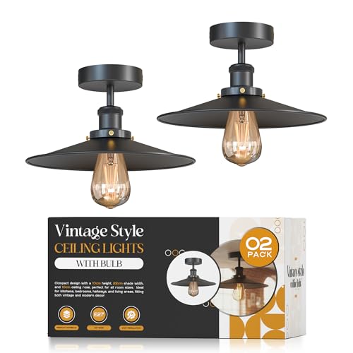 2 Pack Vintage E27 Flush Mount Ceiling Lights~4082