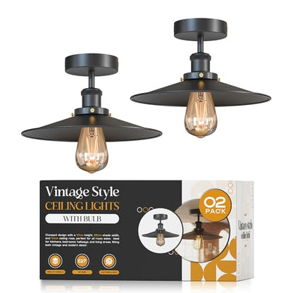 2 Pack Vintage E27 Flush Mount Ceiling Lights~4082