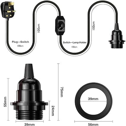 2m Plug in Pendant Light Fabric Cable  E27 Socket~4101