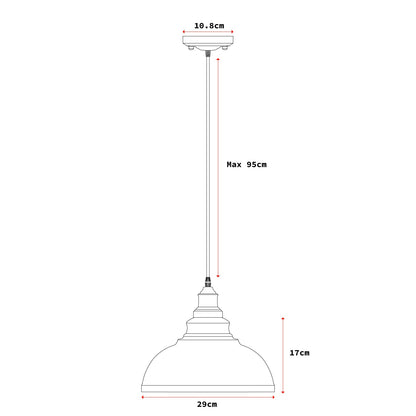 Curvy Metal Shade Pendant Light  E27 29cm Metal Shade~4151