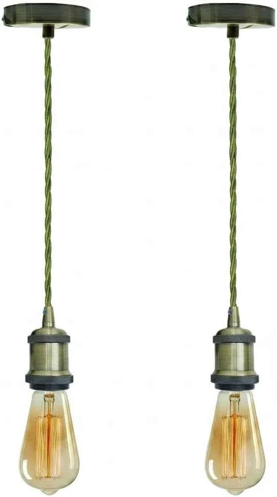 2 Pack Vintage E27 Pendant Light 2m Cable ~ 4062