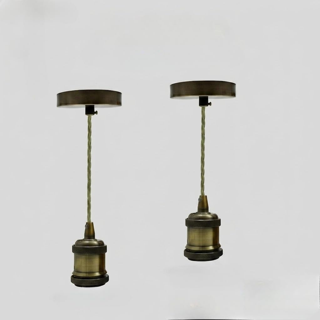 2 Pack E27 Pendant Light 1m Twisted Cable~4139