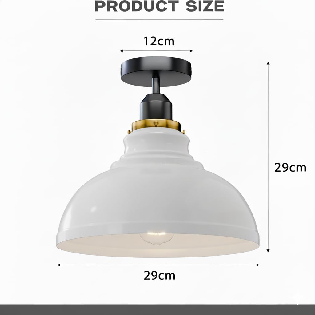 Curvy Metal Shade Ceiling Light, Semi Flush Mount Fixture, E26 Black Holder