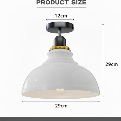 Curvy Metal Shade Ceiling Light, Semi Flush Mount Fixture, E26 Black Holder