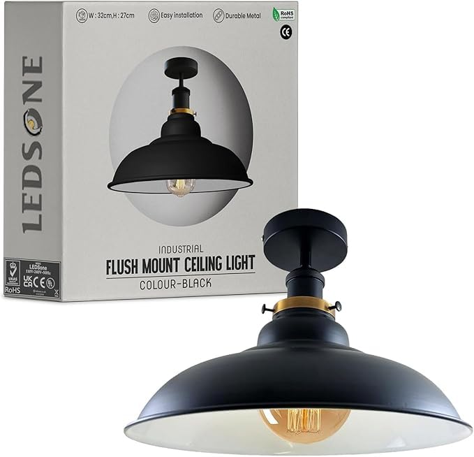 Flush Mount Ceiling Light Metal 32cm Light Shade~4125