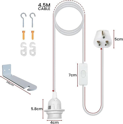 Plug in Pendant Light 2m/4.5m Cable E27 Lamp Holder~4119