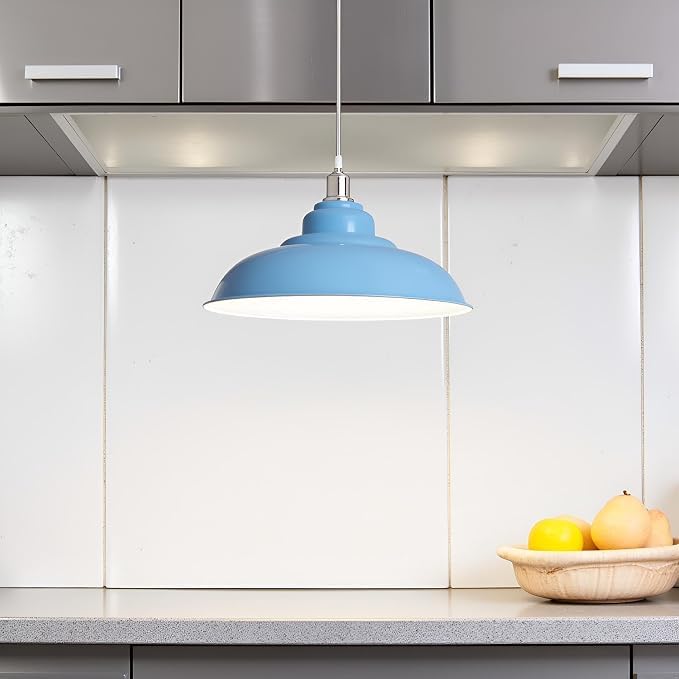 Semi Curvy Pendant Light Retro  E27 32cm Metal Shade~4138
