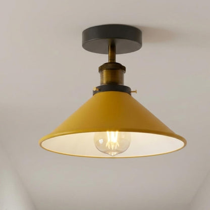 Semi Flush Ceiling Light 22cm Cone Shade E27 with Bulb ~4126