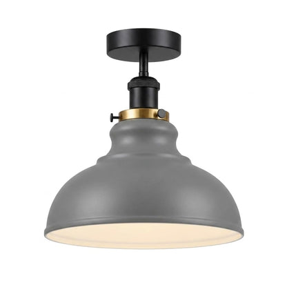Curvy Metal Shade Ceiling Light, Semi Flush Mount Fixture, E26 Black Holder