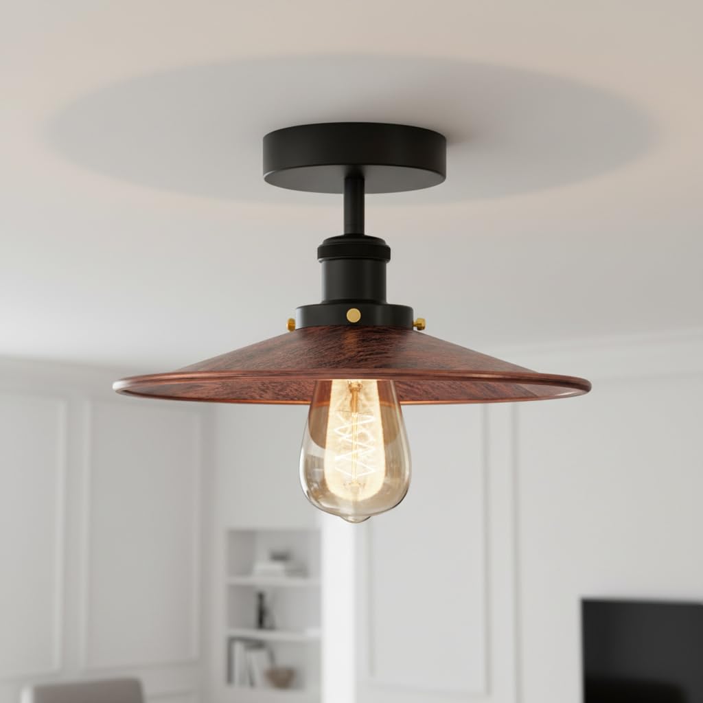 Industrial E27 Semi Flush Mount Ceiling Light~4041