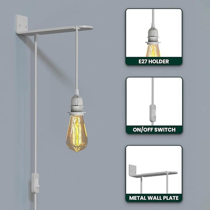 Plug in Pendant Light 2m/4.5m Cable E27 Lamp Holder~4119