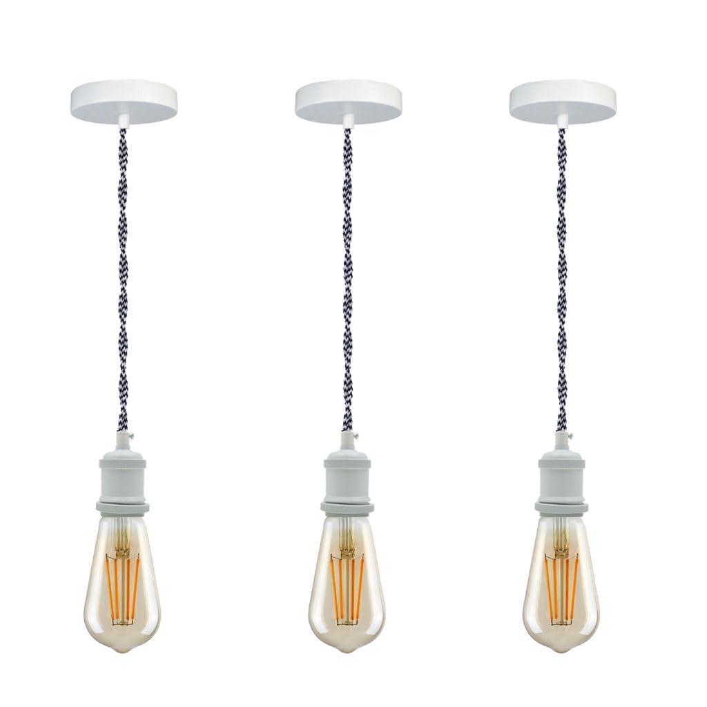 Vintage E27 Pendant Light 2m Cable 3 Pack~4087