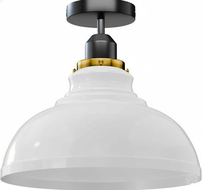 Curvy Metal Shade Ceiling Light, Semi Flush Mount Fixture, E26 Black Holder