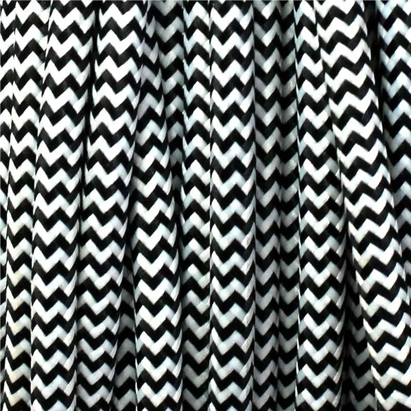 Vintage Black And White Fabric 2 Core Round Italian Braided Cable 0.75mm~1071