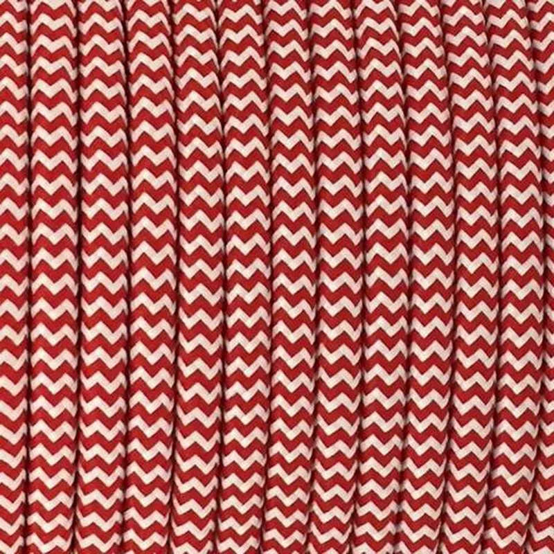 Vintage Red And White Fabric 2 Core Round Italian Braided Cable 0.75mm