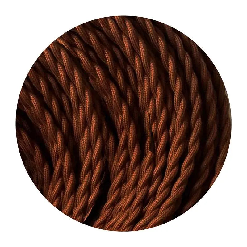 Brown Twisted Vintage fabric cords Flex0.75mm 3 Core