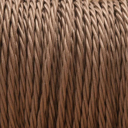 Vintage Light Brown Twisted Vintage fabric Cable Flex 0.75mm 3 Core