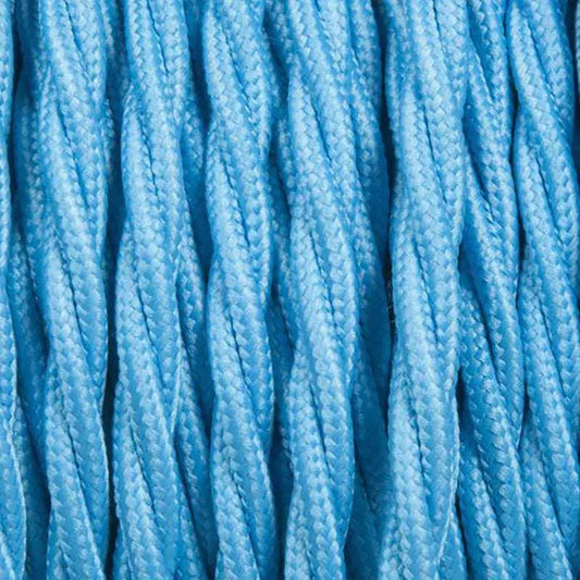 Vintage 3 Core Twisted Blue Italian Braided Lighting Electric Cable