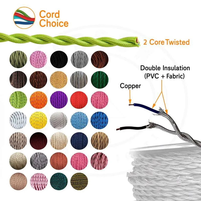 2 Core Twisted Braided Cable, Electrical Fabric  Cable ~3312