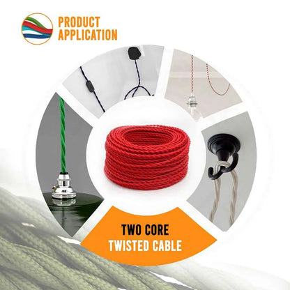 2 Core Twisted Red Fabric Vintage Electric Cable Flex 0.75mm