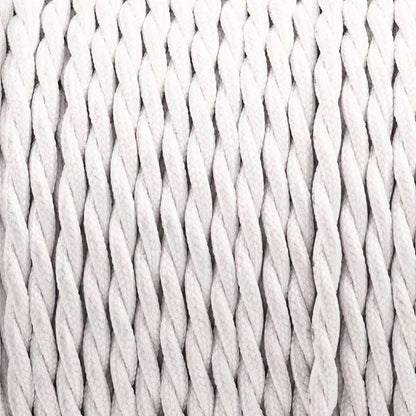 White Vintage Fabric 2 Core Twisted Italian Braided C