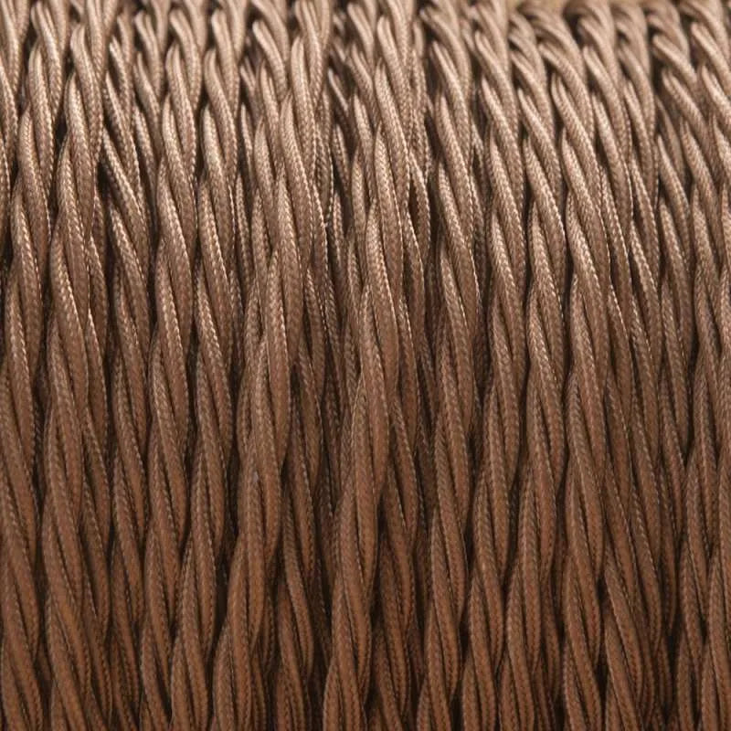 Light BrownTwisted Vintage fabric Lighting Cable Flex0.75mm 2 Core
