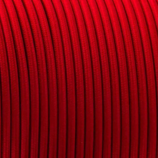 Red Vintage Fabric Round 3 core Italian Braided Cable