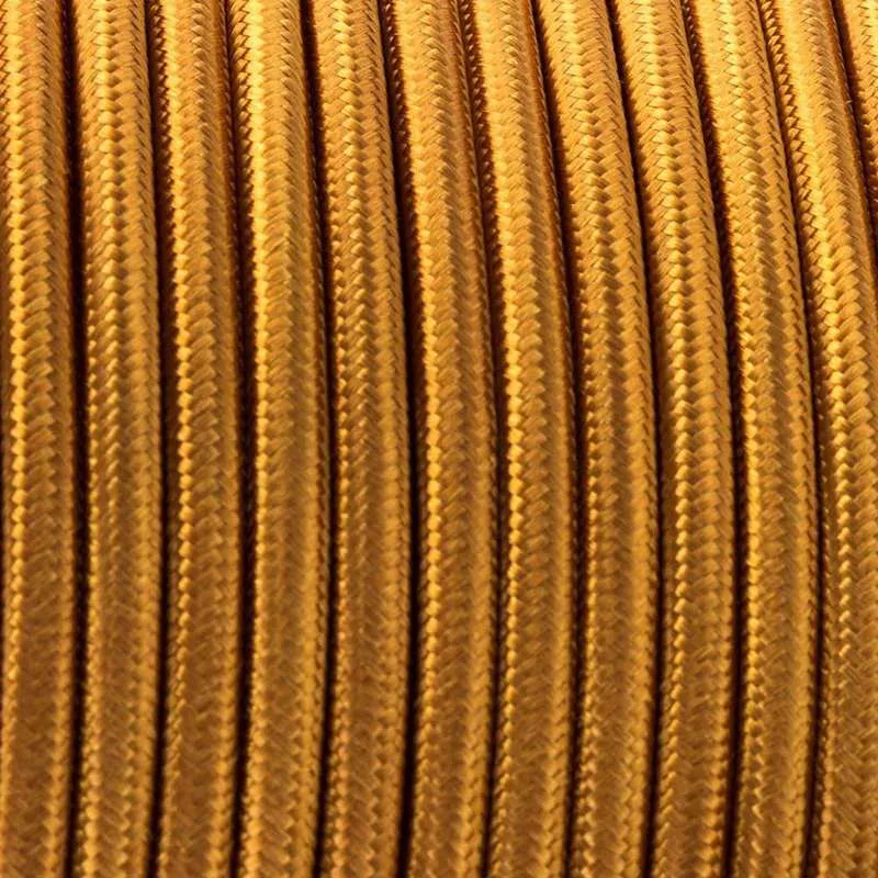 Luxurious Lighting: Three Core Round Italian Braided Cable with Vintage Gold Fabric, 0.75mm for Stylish Lighting~1091