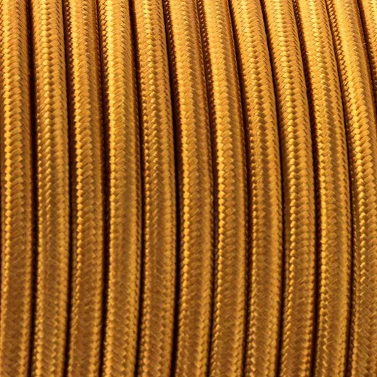Luxurious Lighting: Three Core Round Italian Braided Cable with Vintage Gold Fabric, 0.75mm for Stylish Lighting~1091