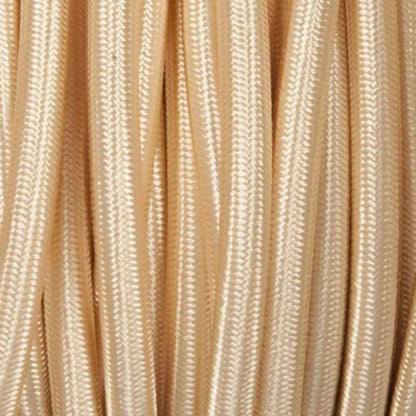 Vintage Light Gold Fabric 3 Core Round Italian Braided Cable 0.75mm