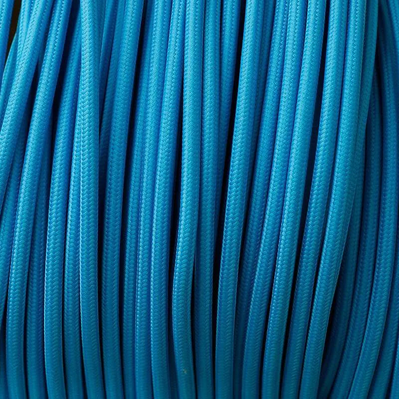 Light Blue Vintage Fabric Round 3 core Italian Braided Cable