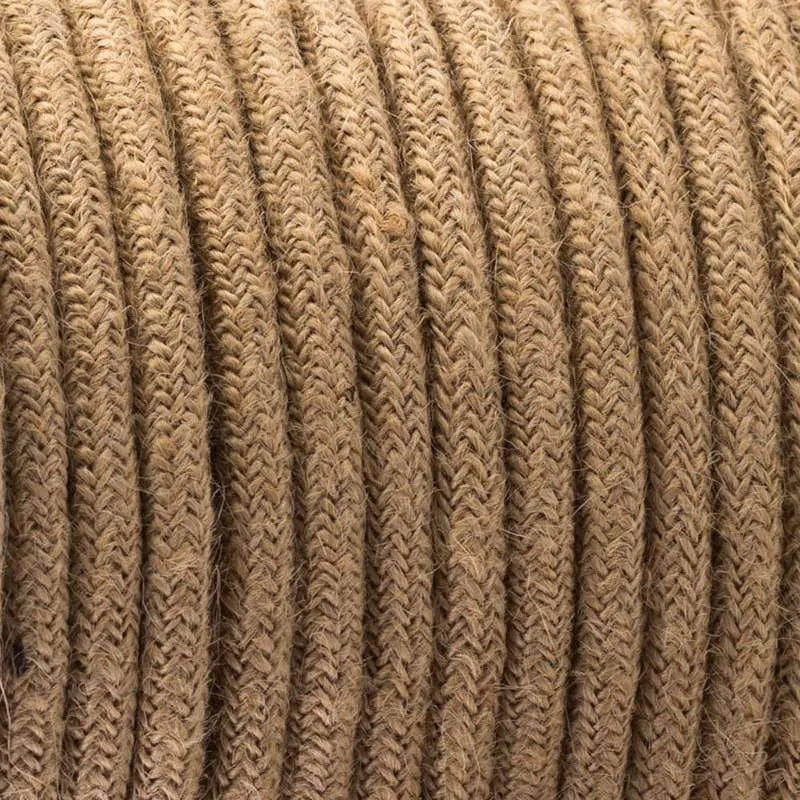 Hemp Vintage Fabric Round 3 core Italian Braided Cable