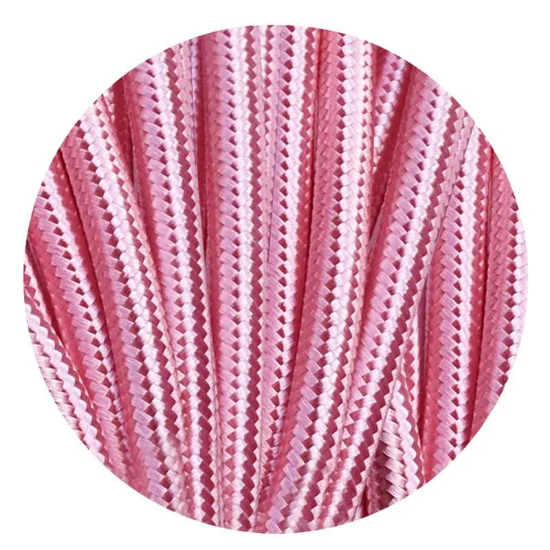 Shiny Pink Vintage Fabric Round 3 core Italian Braided Cable