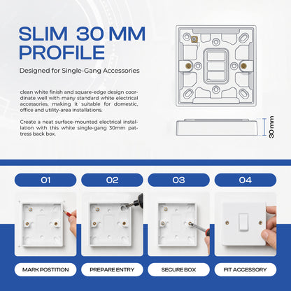 White Pattress Box 1 or 2 Gang Surface Mount Back Box~4070