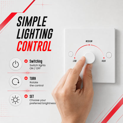 White Electrical Switches – LED Dimmer & Fan Isolator~4084