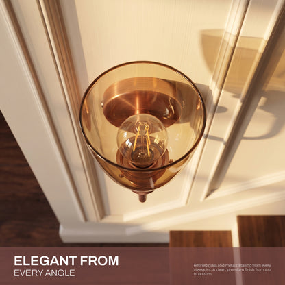 Glass Wall Light, Amber Bell Copper or Black Ribbed Tulip, E27~4089