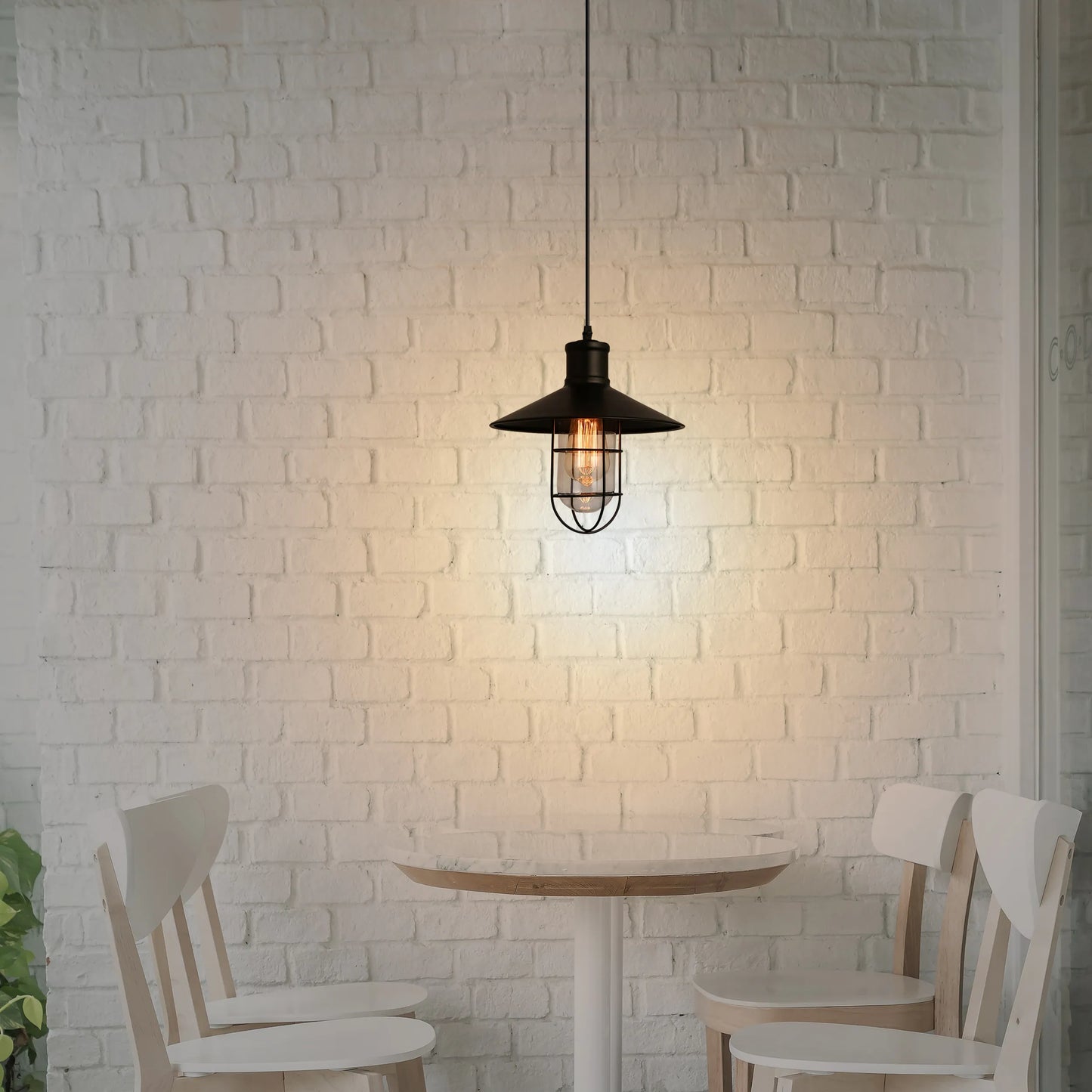 Retro Industrial Black Wire Cage Metal Shade Pendant Lamp- Application Image