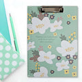 Floral A4 Cute Print Paper Metal Ruler Scale Edge Clipboard 