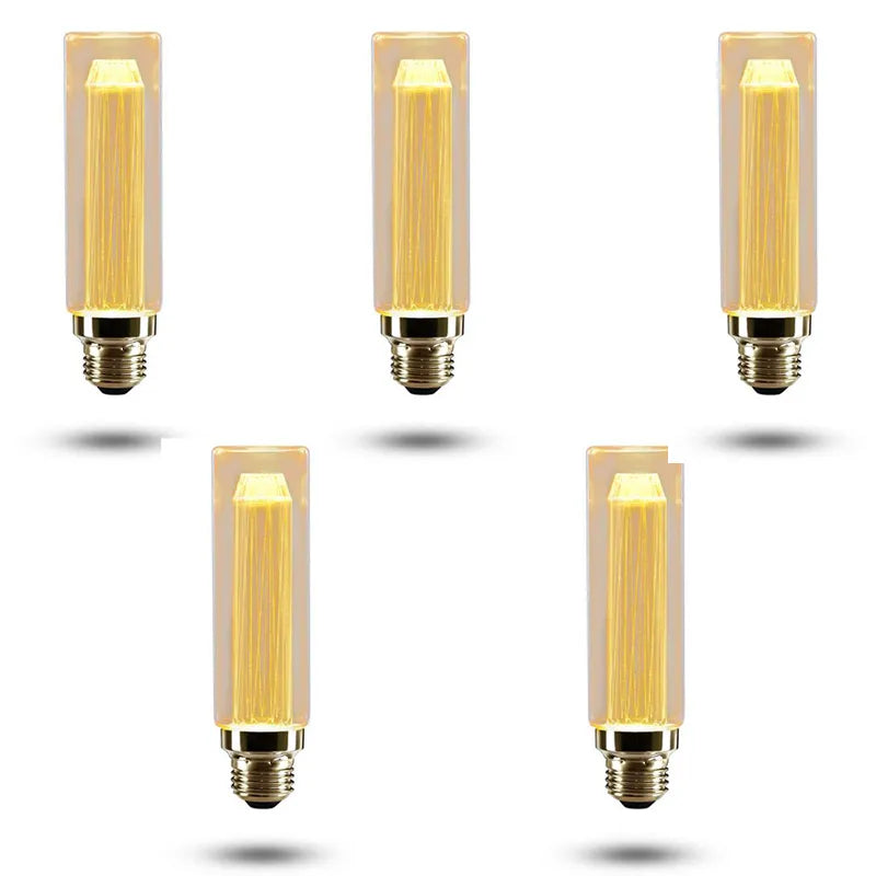 Vintage E27 Edison Light Bulbs Tubular Amber Glass Warm White Decorative Bulbs~3153