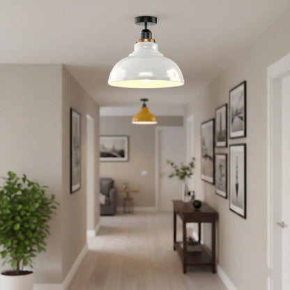 Curvy Metal Shade Ceiling Light, Semi Flush Mount Fixture, E26 Black Holder
