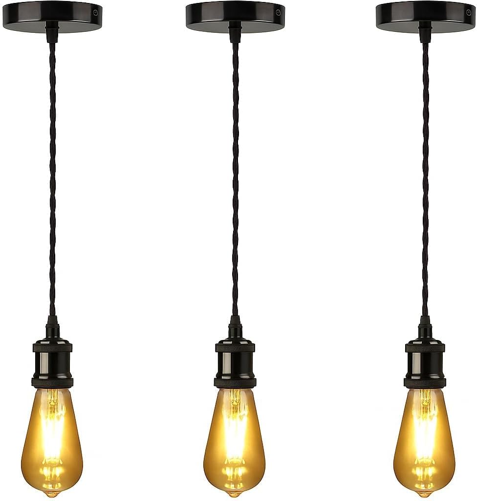 Vintage E27 Pendant Light 2m Cable 3 Pack~4087