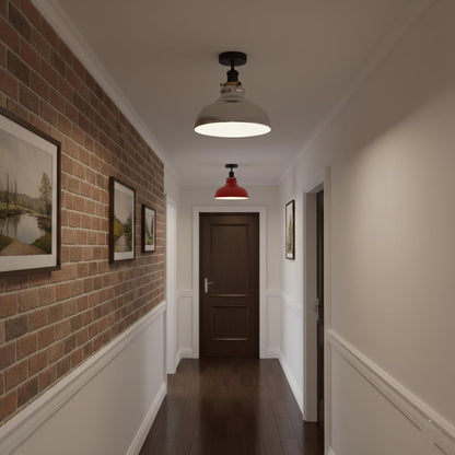 Curvy Metal Shade Ceiling Light, Semi Flush Mount Fixture, E26 Black Holder