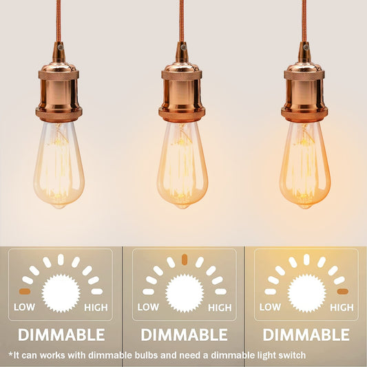 Rose Gold Vintage Metal Ceiling Light Fitting Rose Gold Round Braided Flex 2m E27 Lamp Holder Suspended Pendant Light~3442