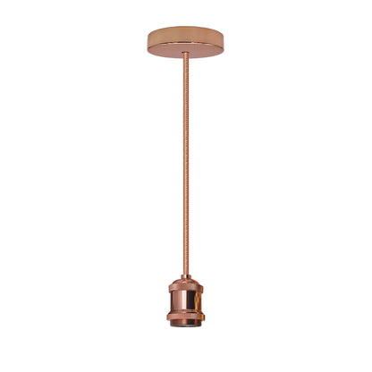 Rose Gold Vintage Metal Ceiling Light Fitting Rose Gold Round Braided Flex 2m E27 Lamp Holder Suspended Pendant Light~3442
