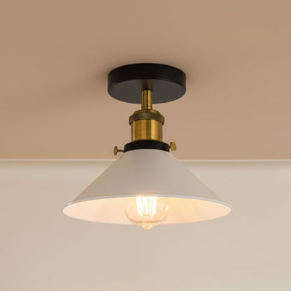 Semi Flush Ceiling Light 22cm Cone Shade E27 with Bulb ~4126
