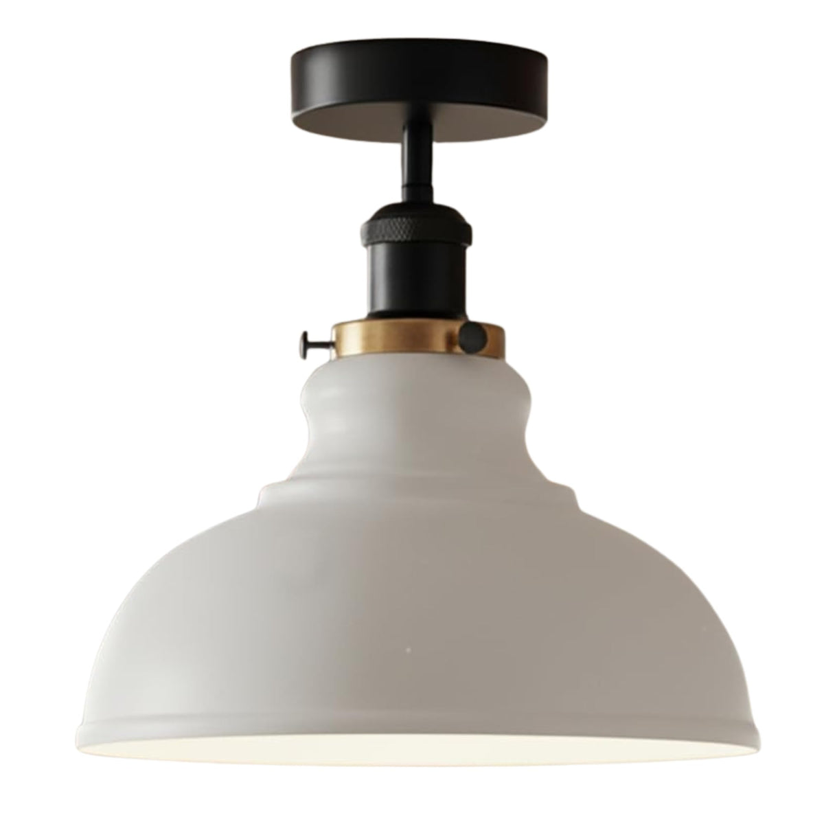 Curvy Metal Shade Ceiling Light, Semi Flush Mount Fixture, E26 Black Holder